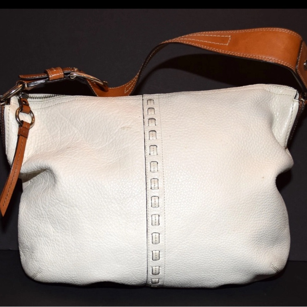 Coach Cream and Tan Shoulder Bag